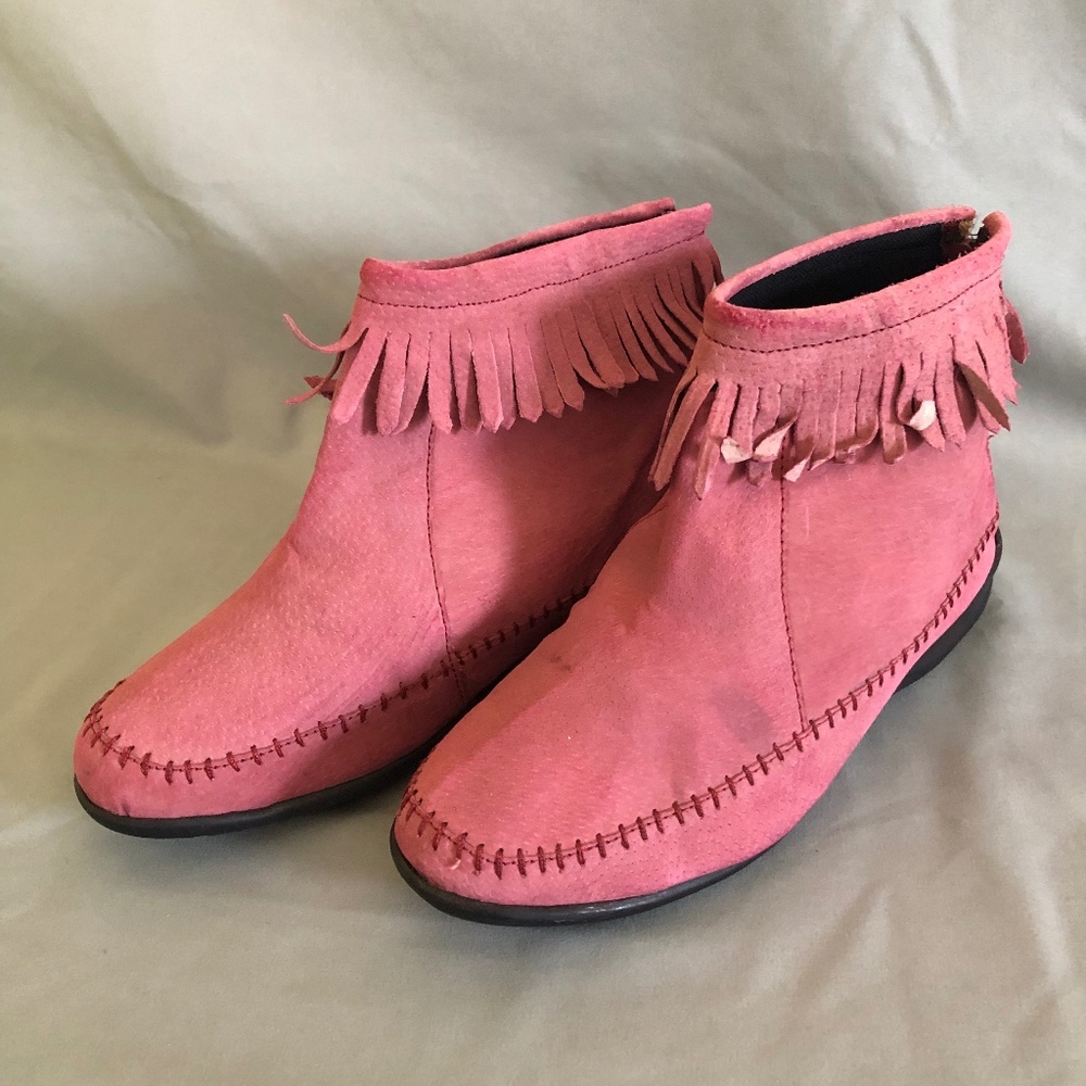 Pink Moccasin Ankle Boots